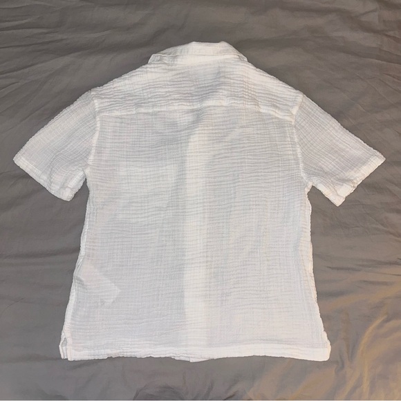 Abercrombie & Fitch XS White Short Sleeve Button Down Oversized Loose Sheer - Picture 7 of 10